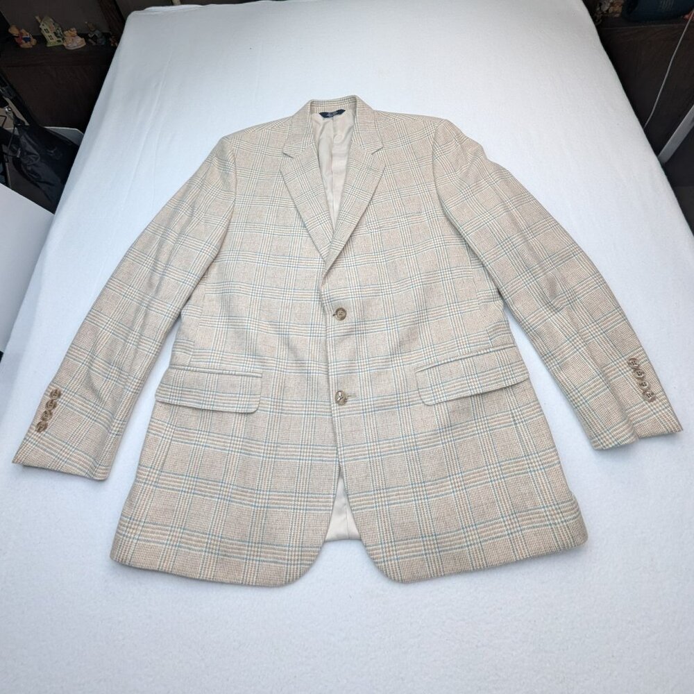 Ben Silver Charleston CreamGlen Plaid Cashmere Sport Coat Sz 43 R 100% Cashmere - Picture 6 of 13